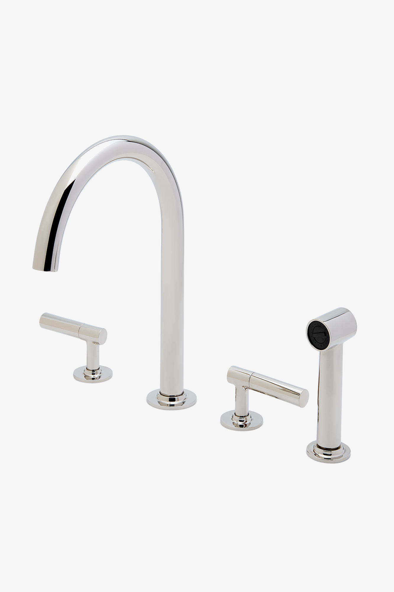 Bond Solo Series Gooseneck Kitchen Faucet and Spray with Two- Piece Straight Lever Handles