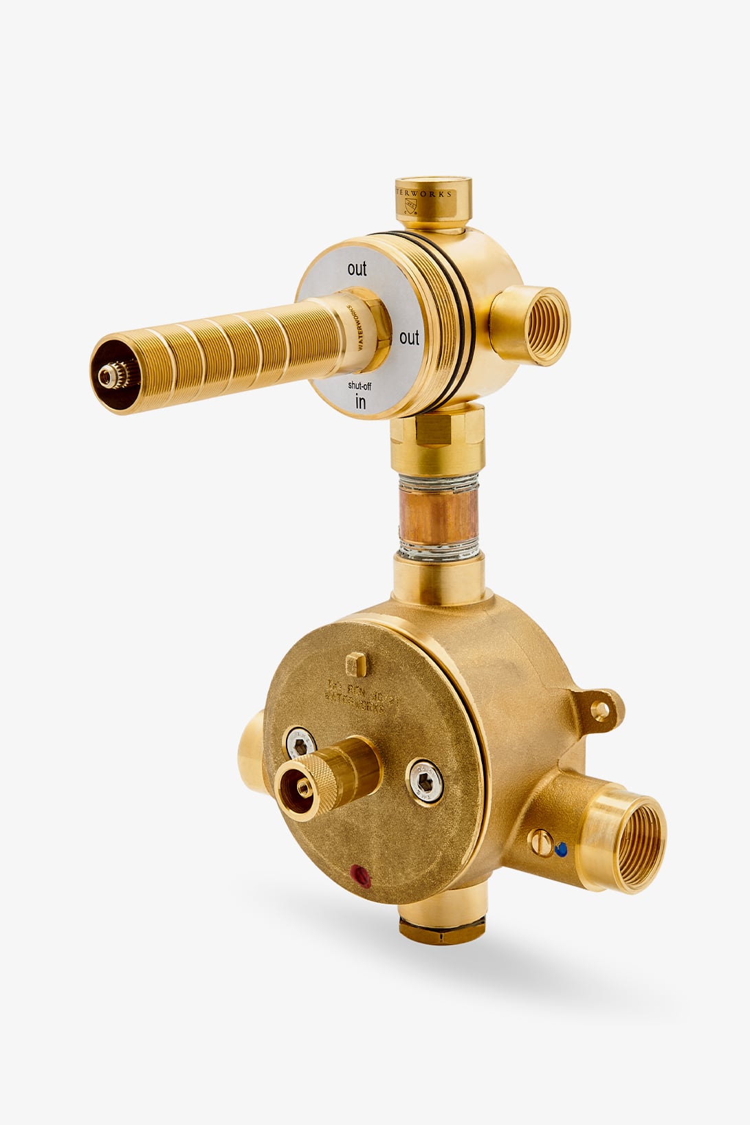 ViaWorks 3/4" Thermostatic Valve with Integrated Three Way Diverter with Shutoff Valve