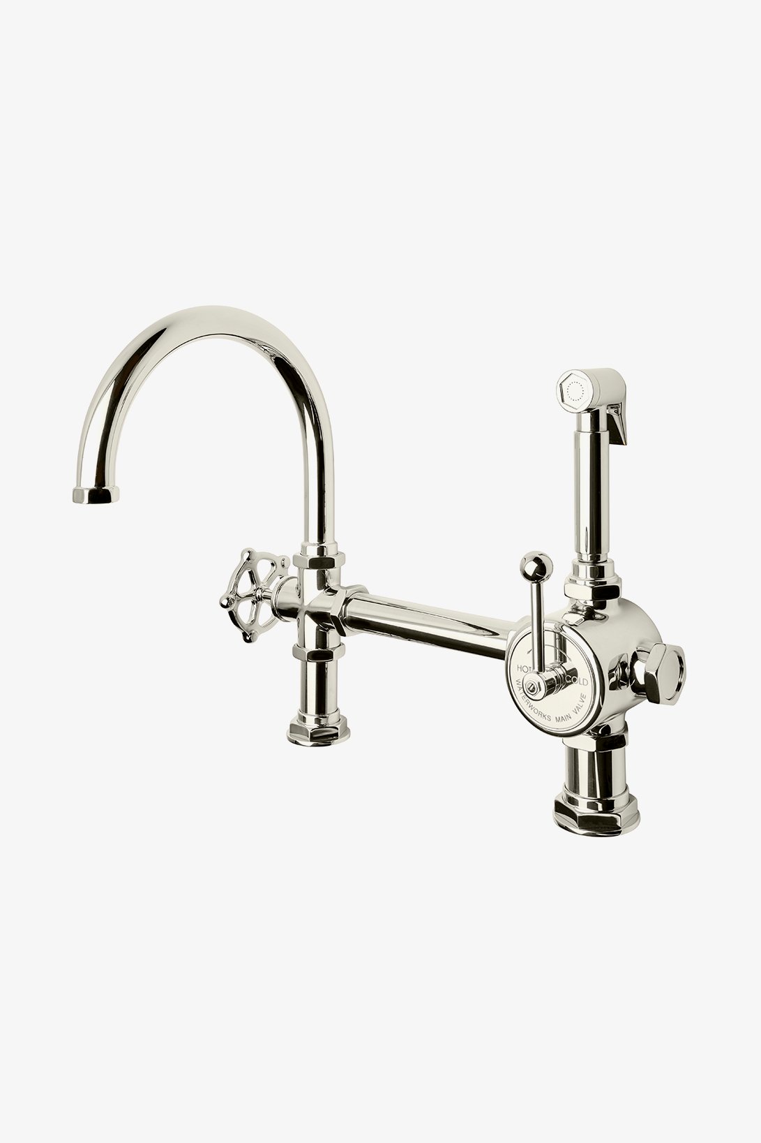 Regulator Gooseneck Kitchen Faucet with Wheel Handle and Spray in Chrome, 1.75gpm