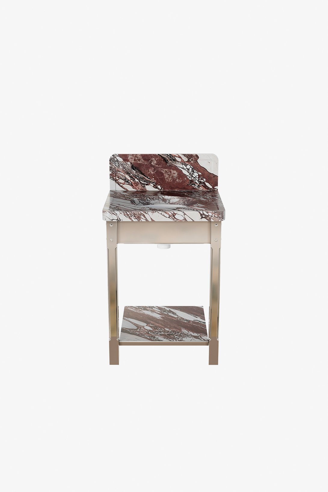 Brewster Cove Leg - Metal Apron two legs with MRLVHU Sink and 24" 5CM Carved Slab and Backsplash, and shelf