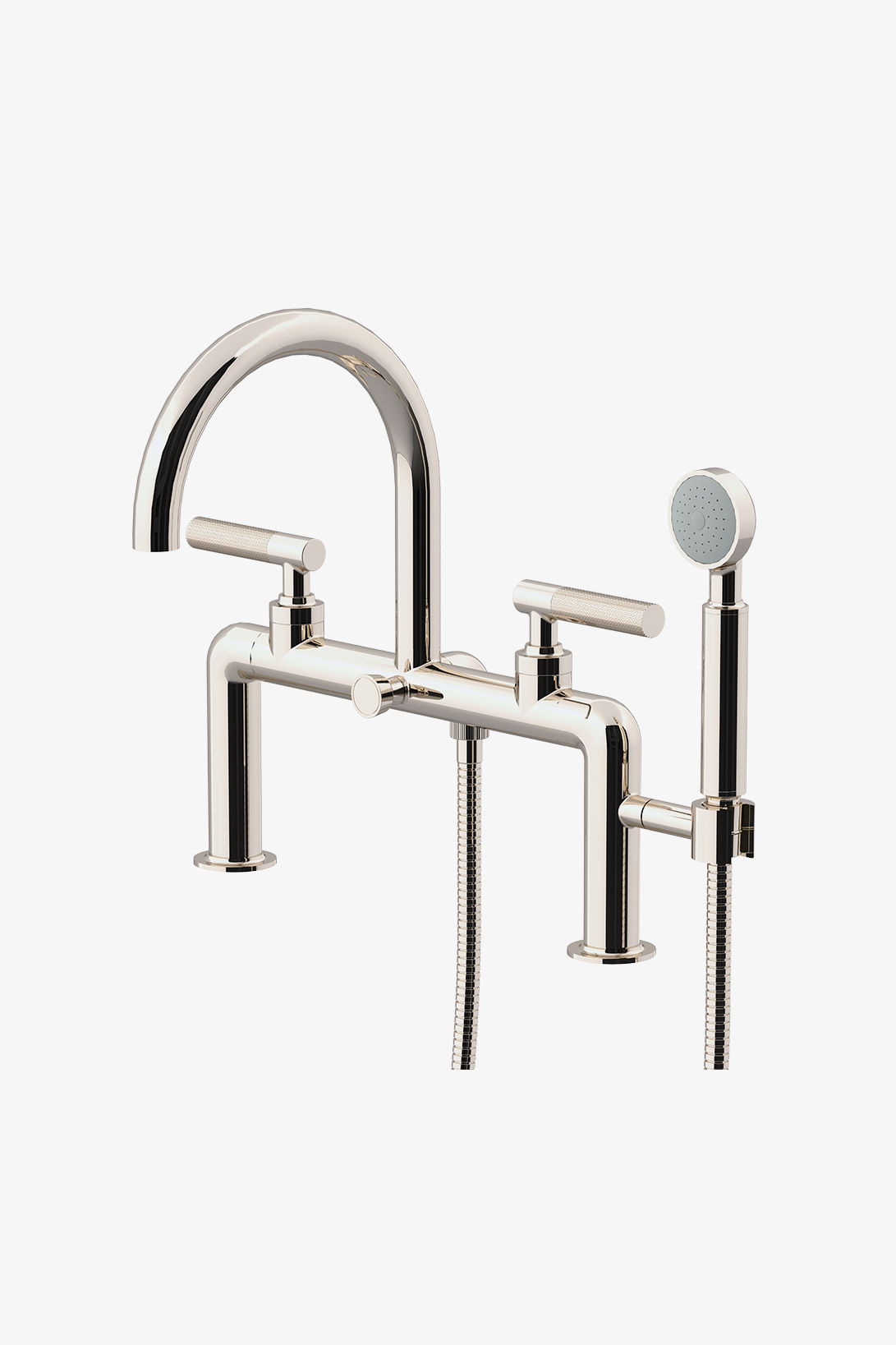 Bond Union Series Deck Mounted Exposed Tub Filler with Handshower and Guilloche Link Lever Handles