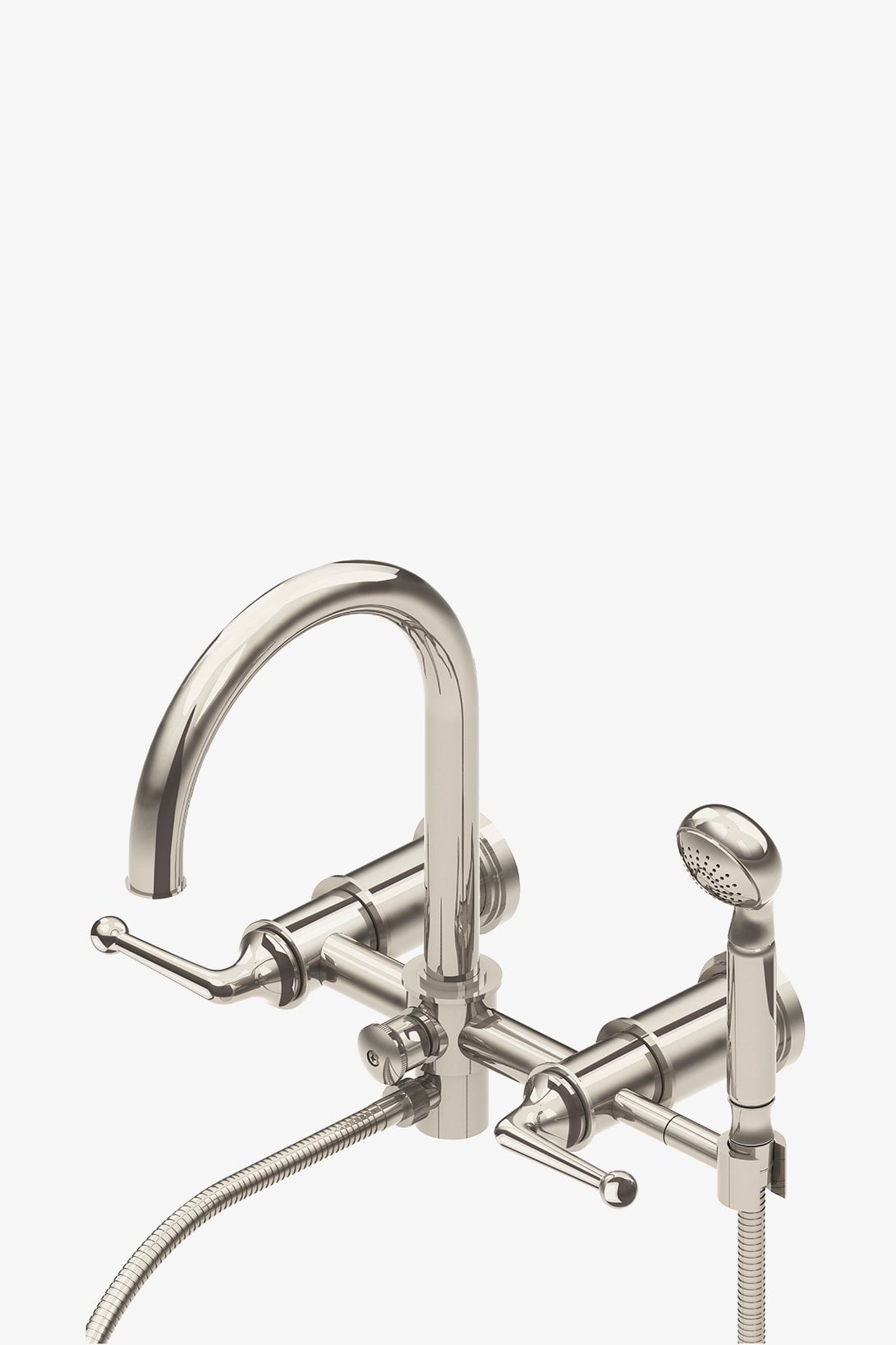 Dash Wall Mounted Exposed Tub Filler with Metal Handshower and Lever Handles