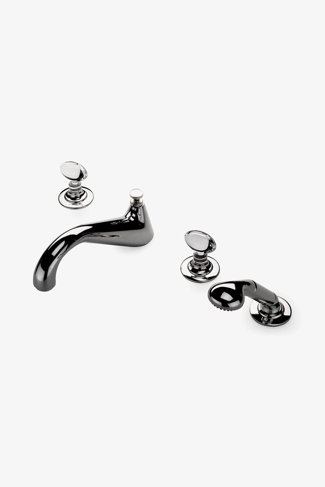 Opus Deck Mounted Low Profile Concealed Tub Filler With Handshower and Crystal Egg Handles