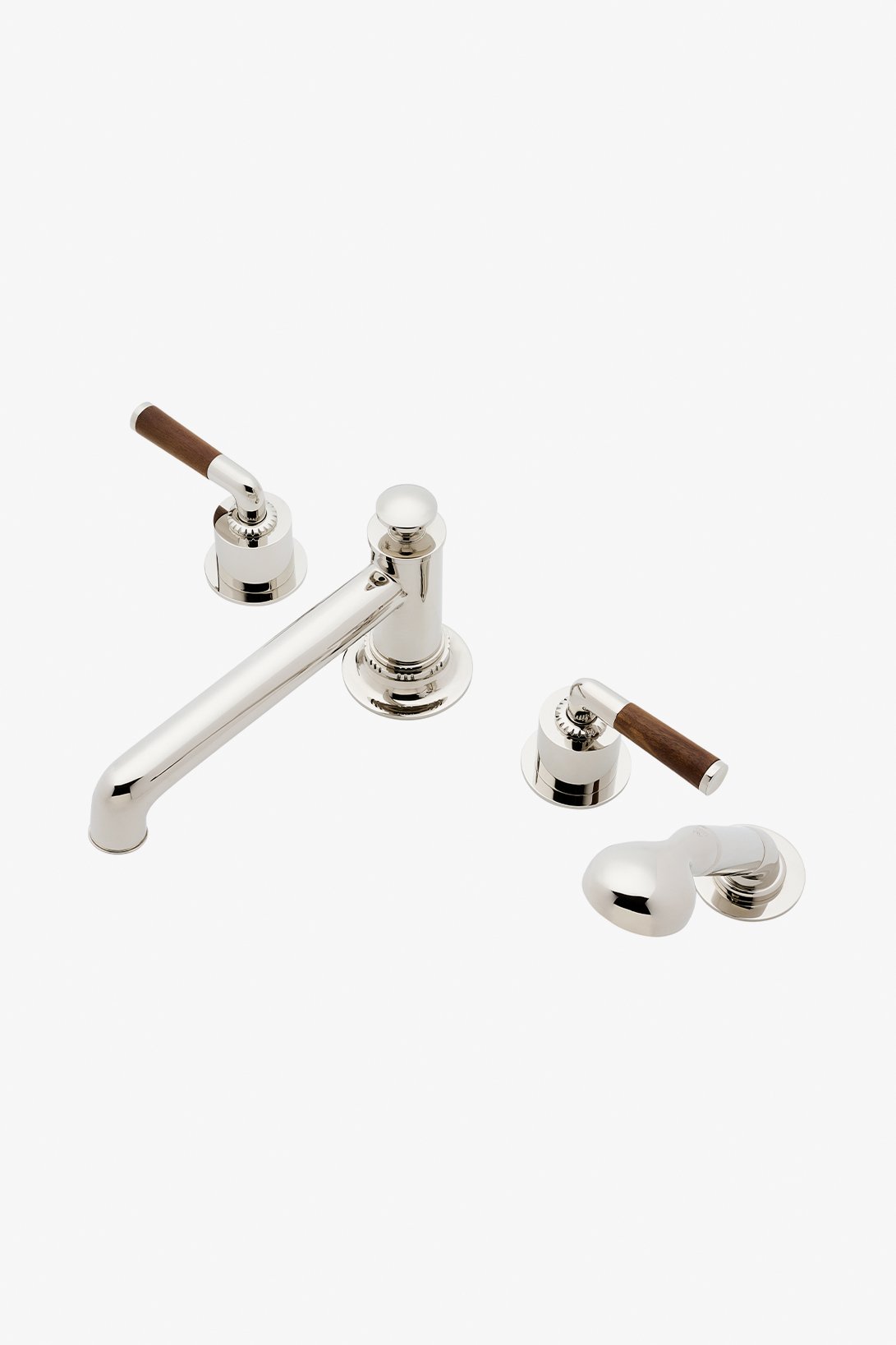 Henry Chronos Concealed Tub Filler with Handshower and Walnut Lever Handles