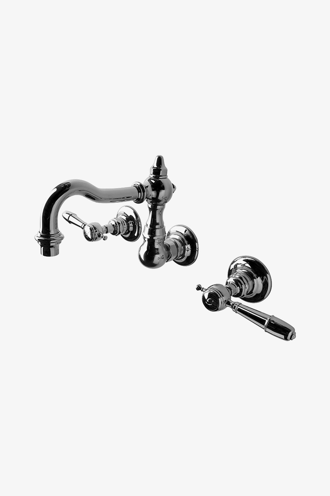 Julia High Profile Three Hole Wall Mounted Lavatory Faucet with Metal Lever Handles