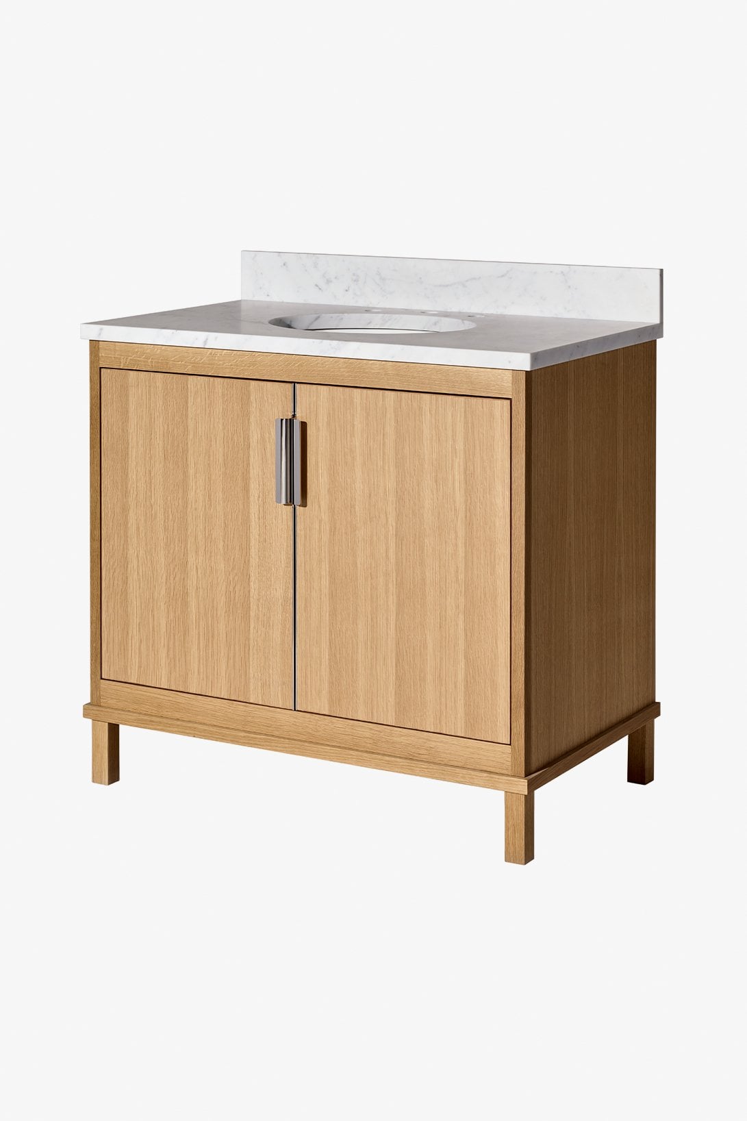 Alta Integrated Single Vanity with Square Legs and Hardware with SALV26 Sink and Slab 37" x 22 1/2" x 34 1/2" with 4" x 3/4" Backsplash