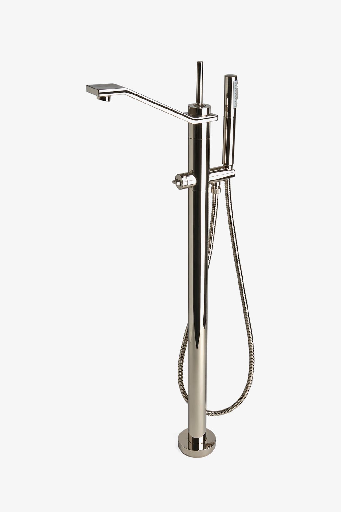 Formwork Floor Mounted Exposed Tub Filler with Handshower and Metal Joystick Handle