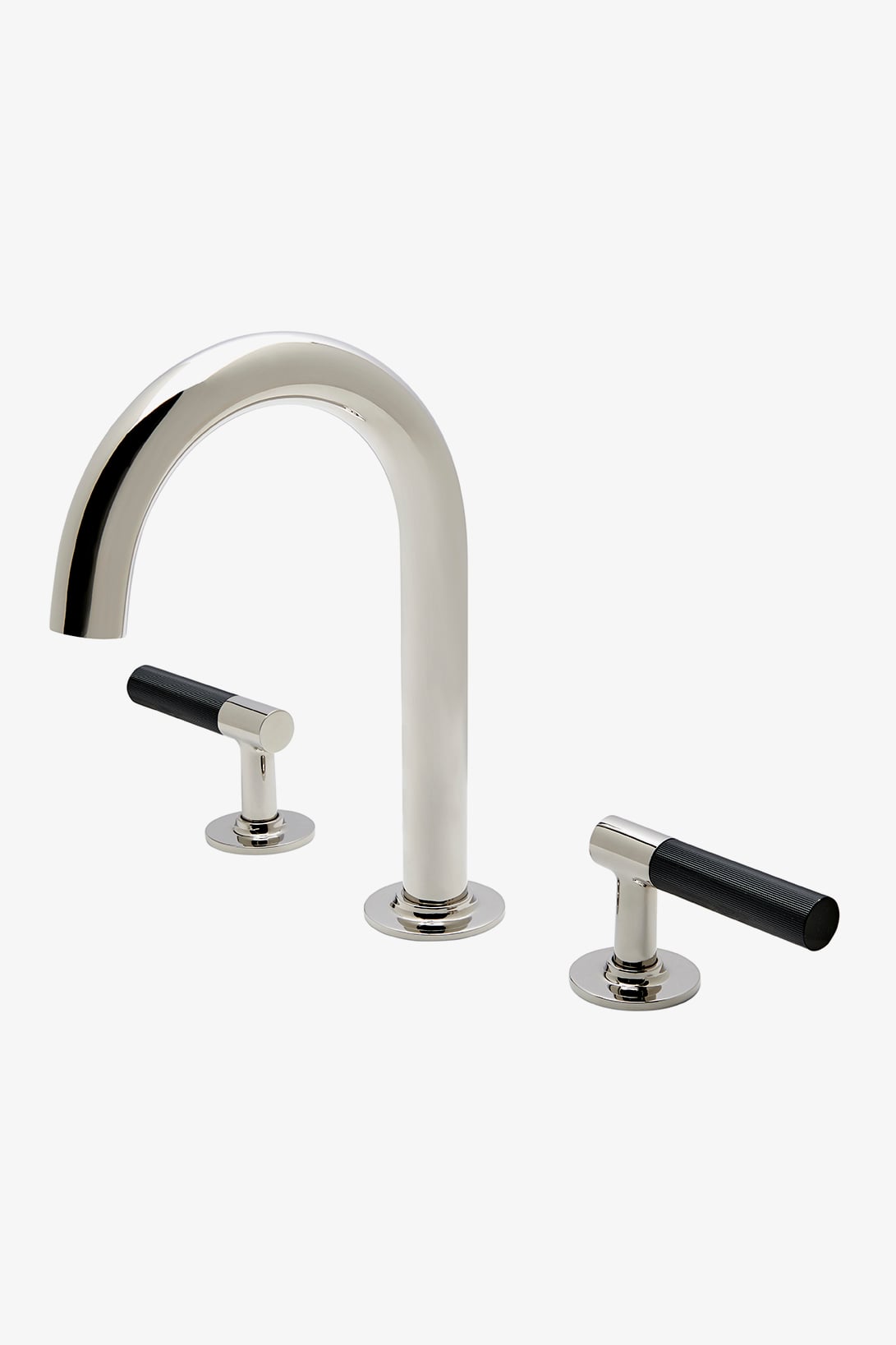 Bond Union Series Gooseneck Lavatory Faucet with Enamel Guilloche Lines Lever Handles