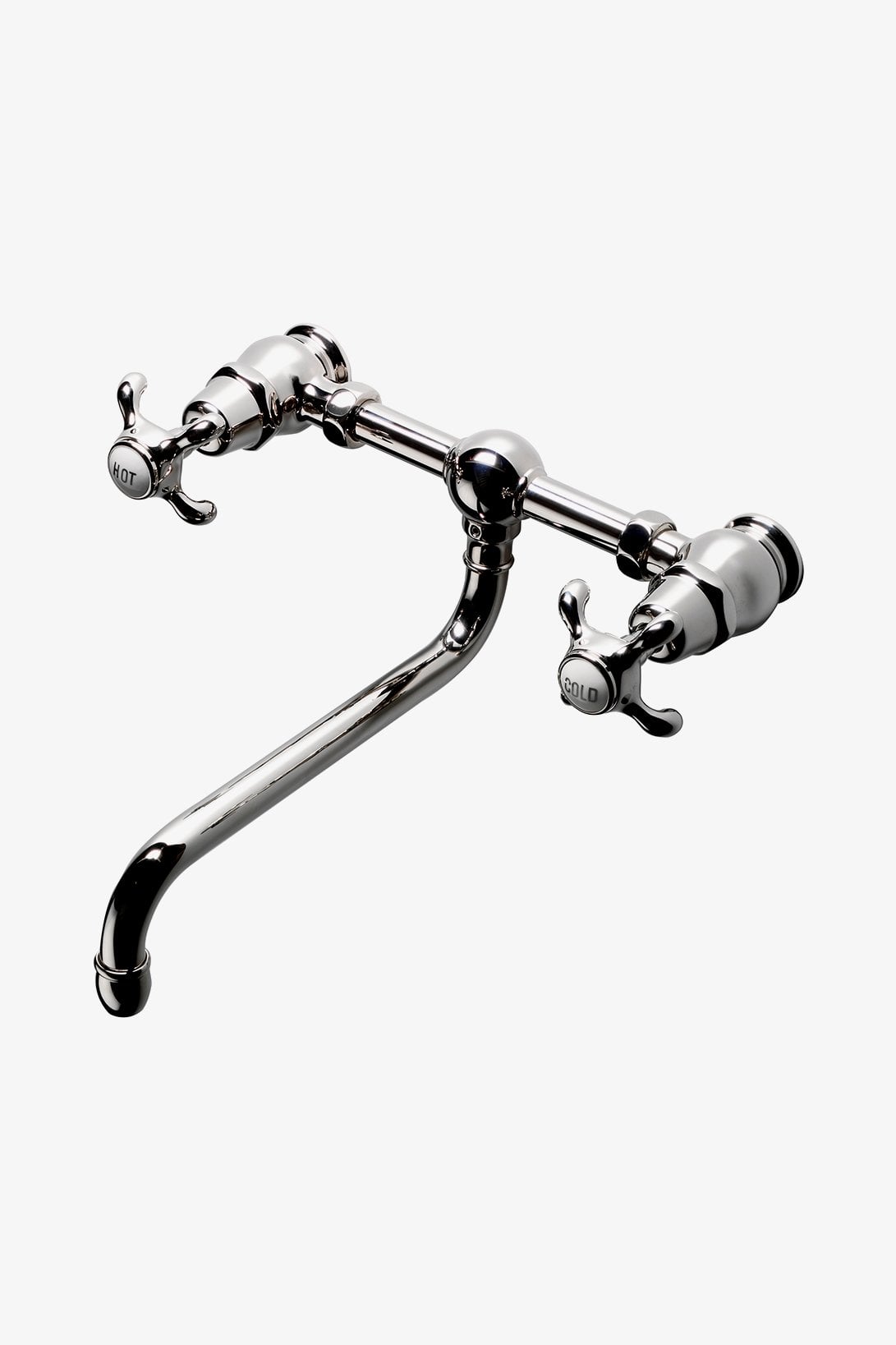 Etoile Low Profile Two Hole Wall Mounted Lavatory Faucet (Curved Spout) with Cross Handles