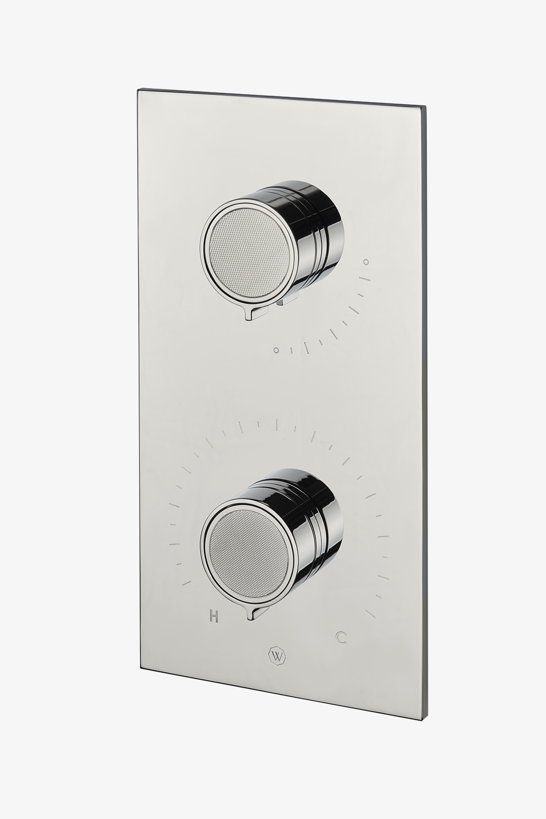 Bond Union Series Integrated Thermostatic and Volume Control Trim with Guilloche Link Knob Handles