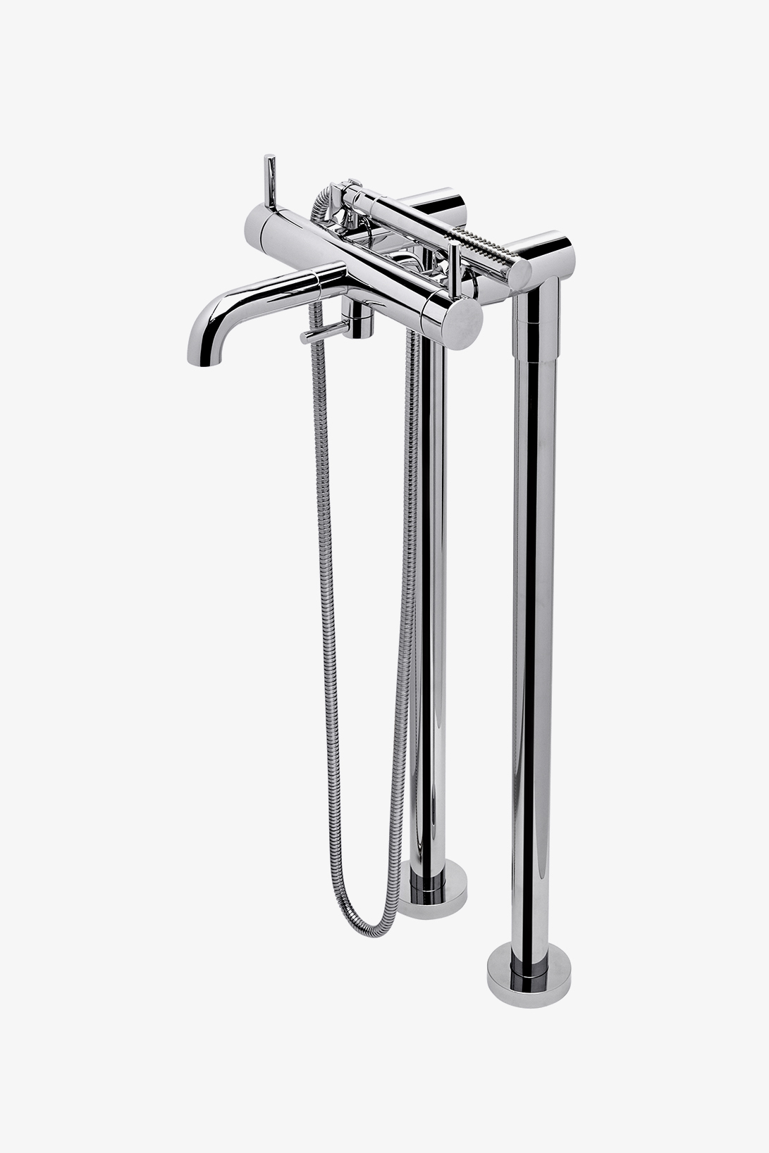 Flyte Floor Mounted Exposed Tub Filler with Handshower and Lever Handles
