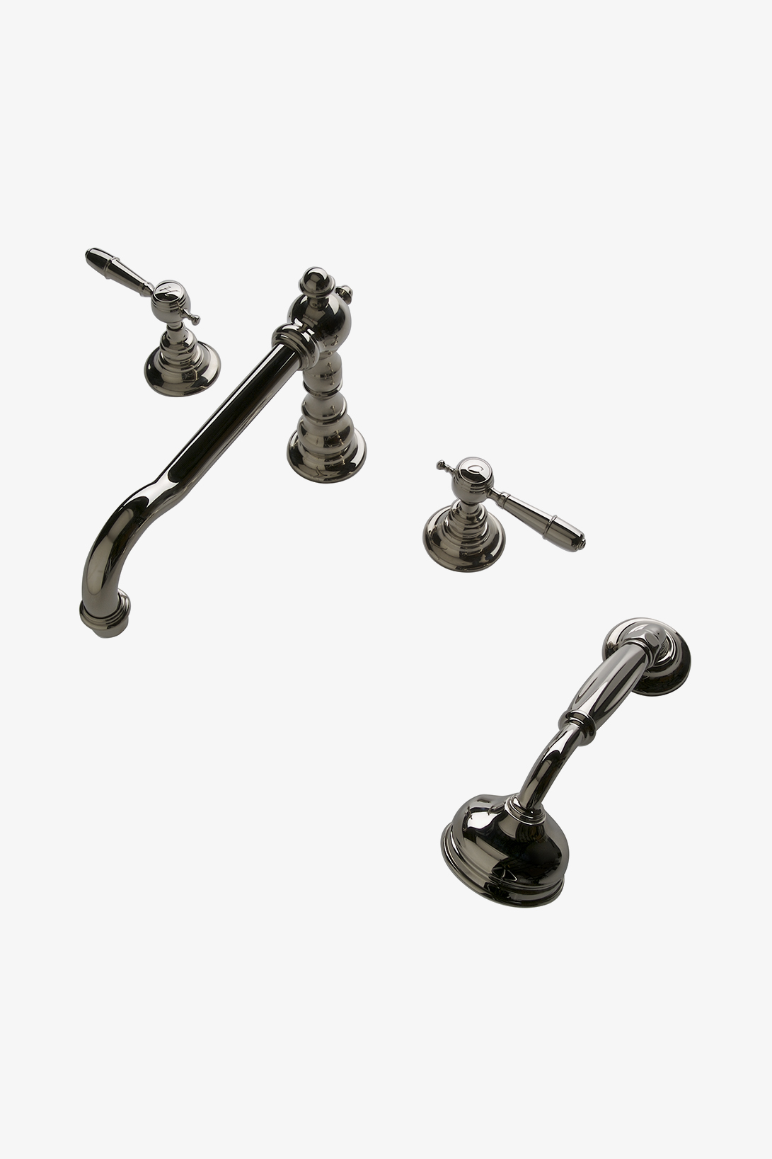 Julia Deck Mounted High Profile Concealed Tub Filler with Metal Handshower and Metal Lever Handles