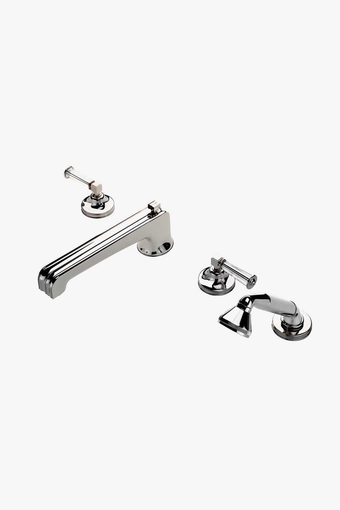 Boulevard Low Profile Concealed Tub Filler With Handshower and Crystal Lever Handles