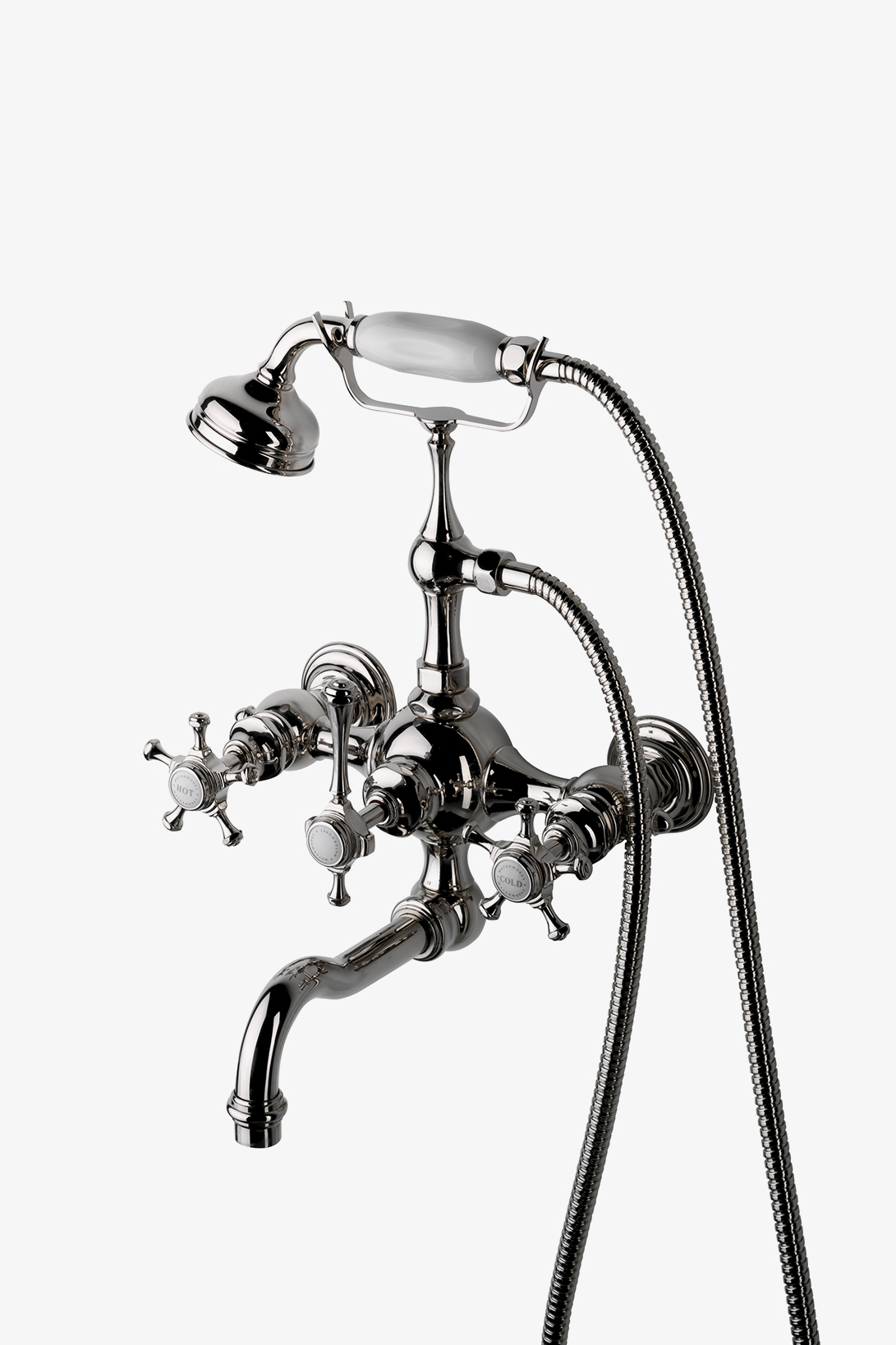 Amelie High Profile Concealed Tub Filler with Handshower and Metal Cross Handles