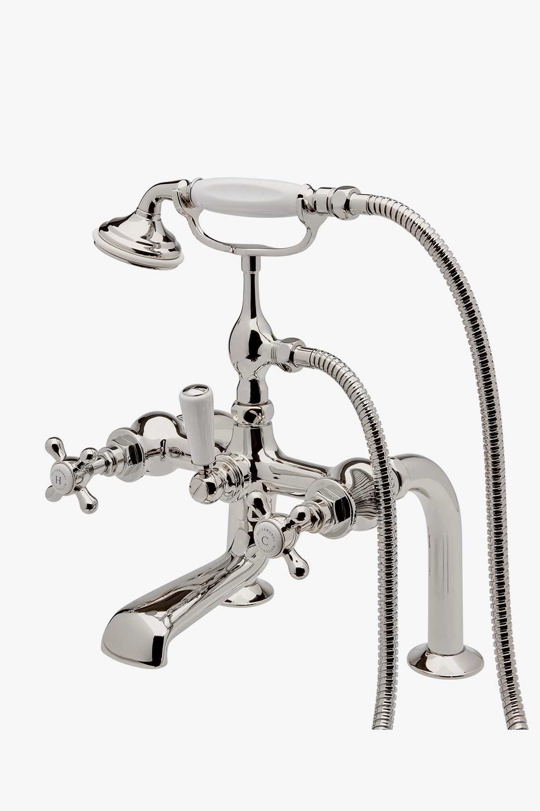 Highgate Deck Mounted Exposed Tub Filler with Handshower and Metal Cross Handles