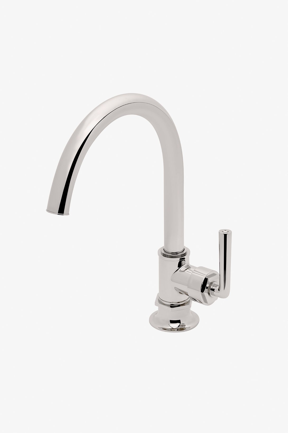 Henry One Hole Gooseneck Kitchen Faucet, Metal Lever Handle