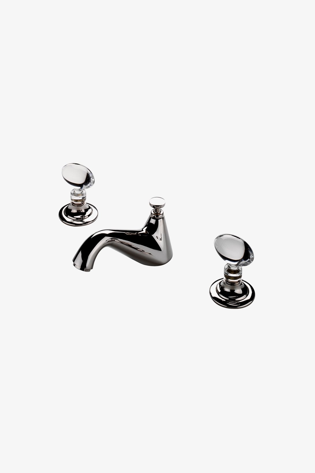 Opus Low Profile Three Hole Deck Mounted Lavatory Faucet with Crystal Egg Handles