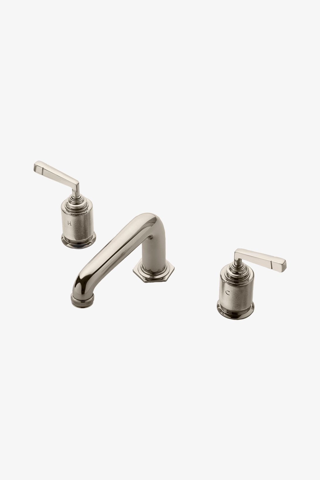R.W. Atlas Low Profile Three Hole Deck Mounted Lavatory Faucet with Metal Lever Handles