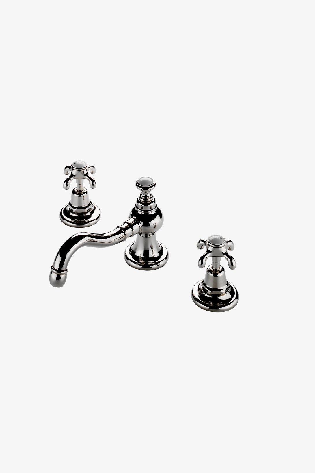 Etoile Low Profile Three Hole Deck Mounted Lavatory Faucet with Metal Cross Handles