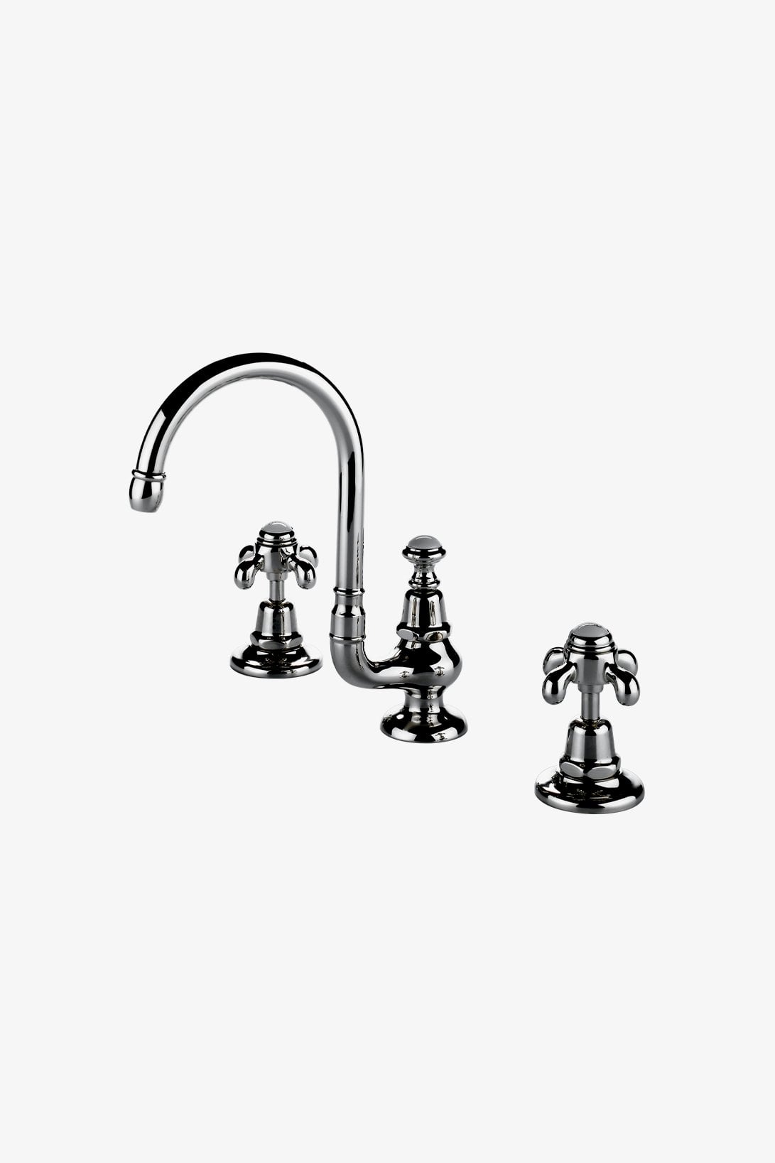 Etoile Gooseneck Three Hole Deck Mounted Lavatory Faucet with Metal Cross Handles