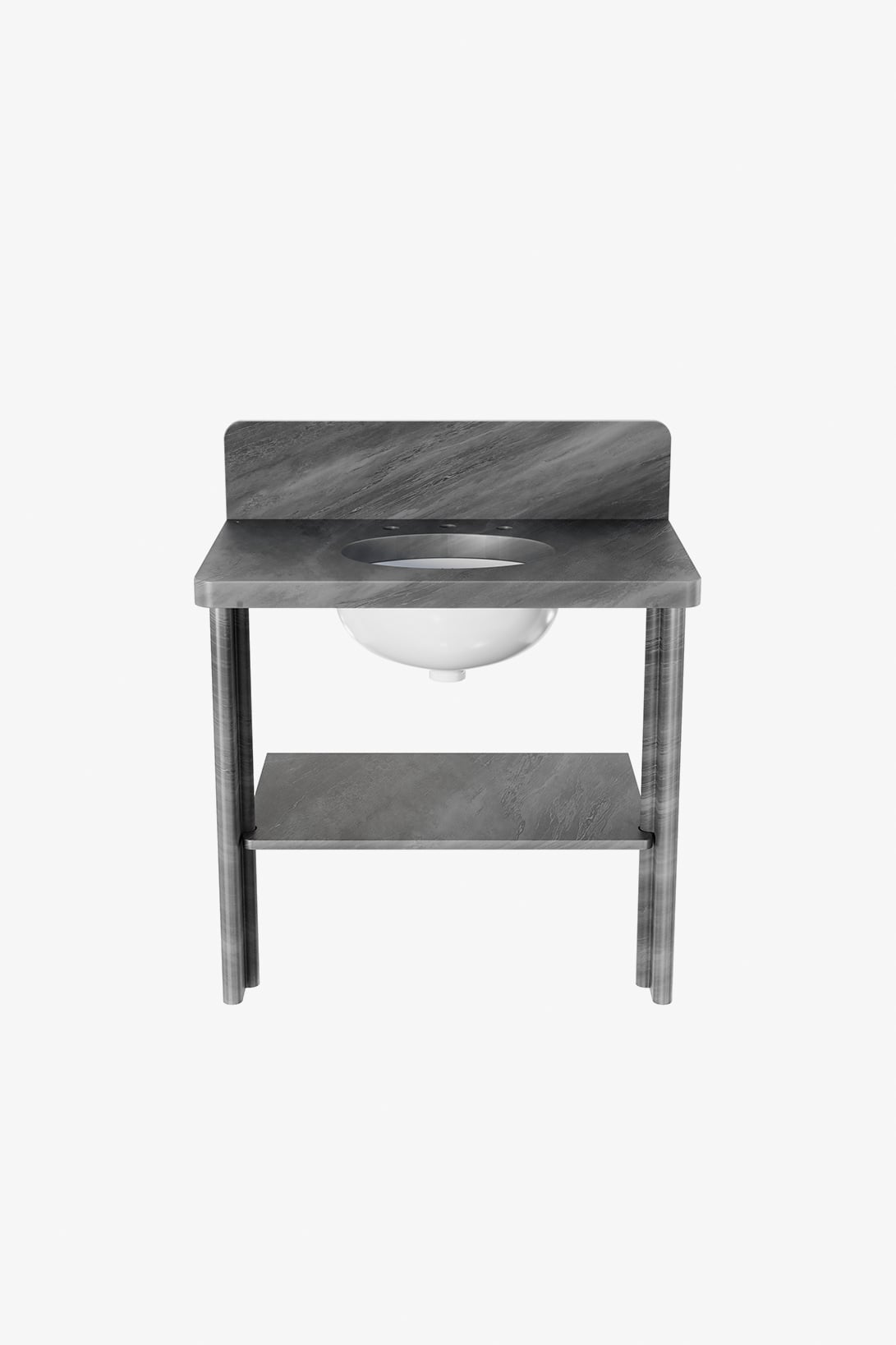 Valor Single Marble two legs with MRLVCU Sink 36" 5CM Plain Radius Slab, Shelf, and Backsplash