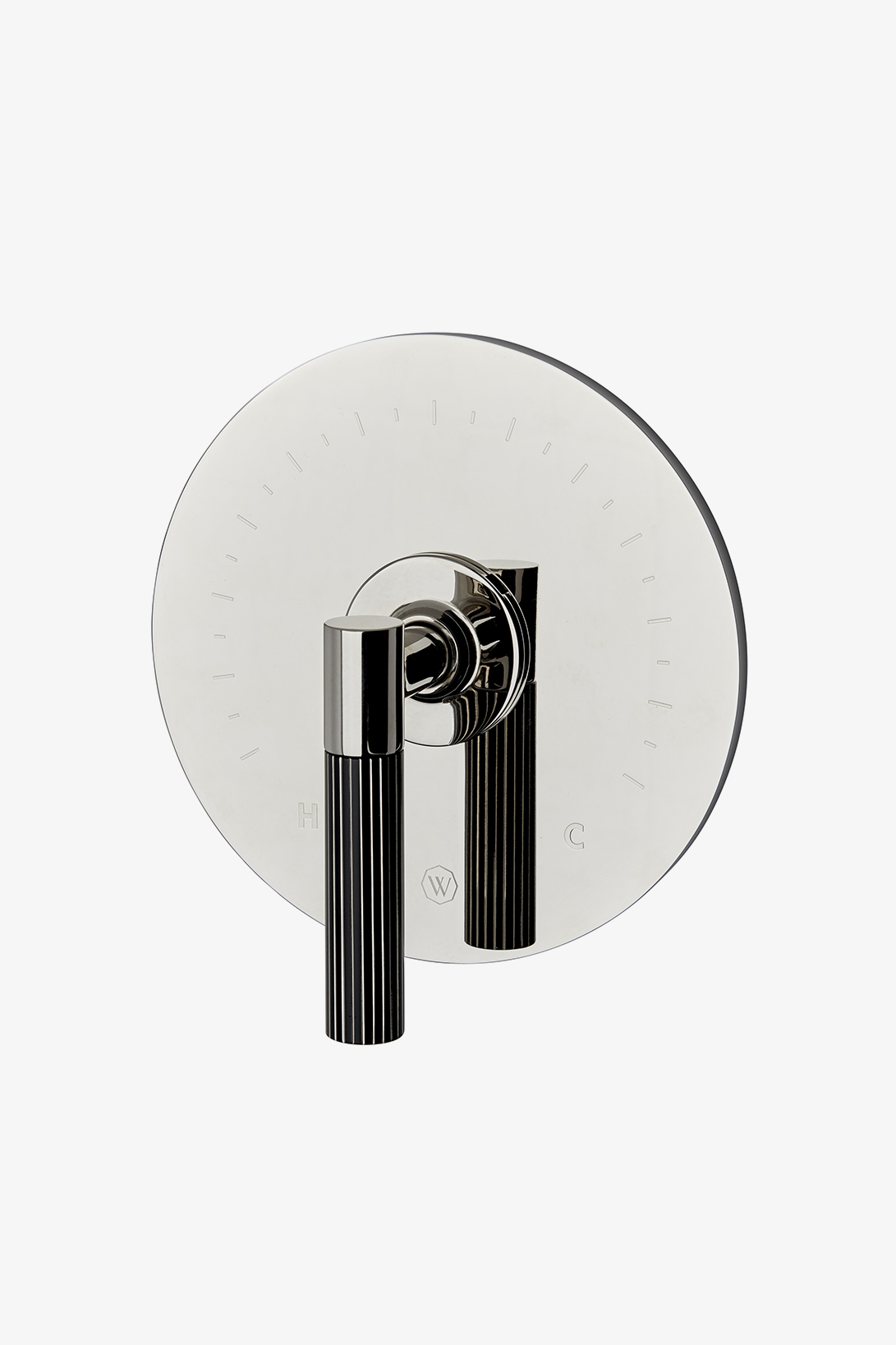 Bond Union Series Round Thermostatic Control Valve Trim with Guilloche Pinstripe Lever Handle