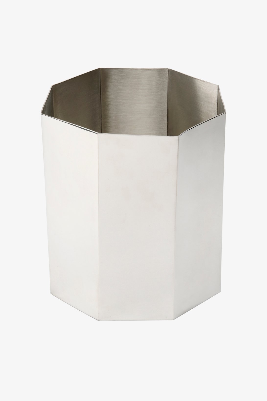 Asscher Octagonal Waste Can in Pewter