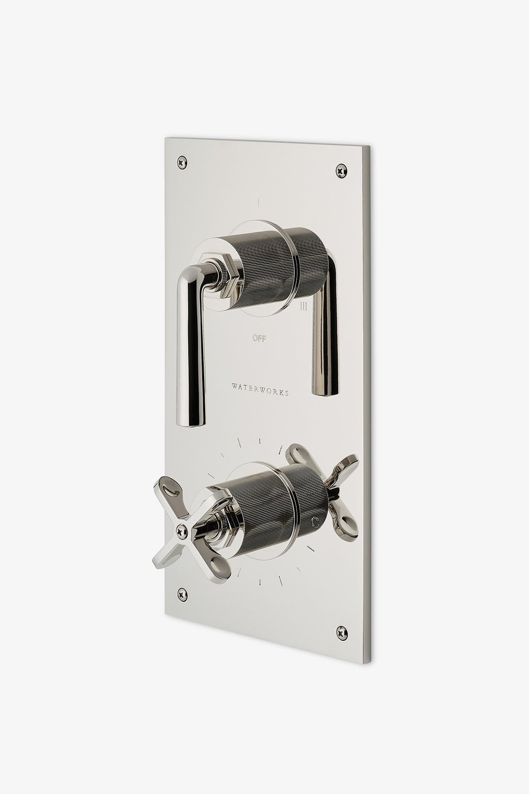 Henry Integrated Thermostatic and Three Way Diverter Trim with Coin Edge Cross and Lever Handles