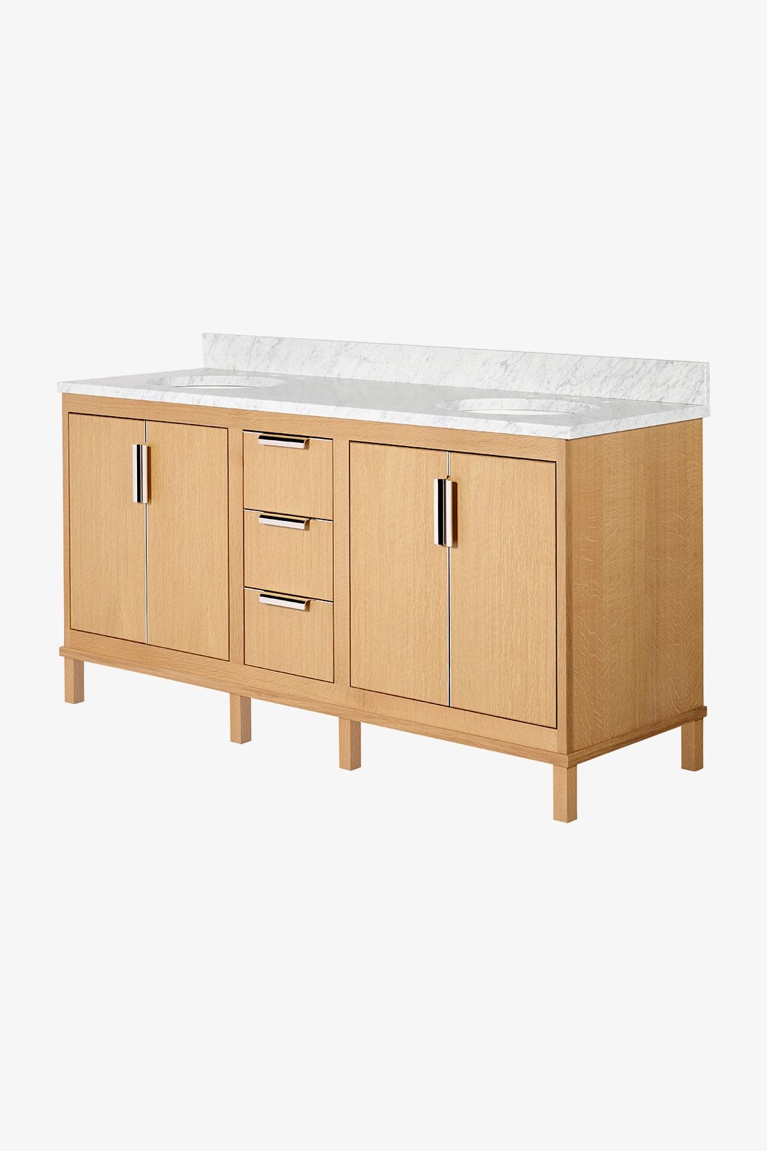 Alta Integrated Double Vanity with Square Legs and Hardware with SALV26 Sinks and Slab 67" x 22 1/2" x 34 1/2" with 4" x 3/4" Backsplash