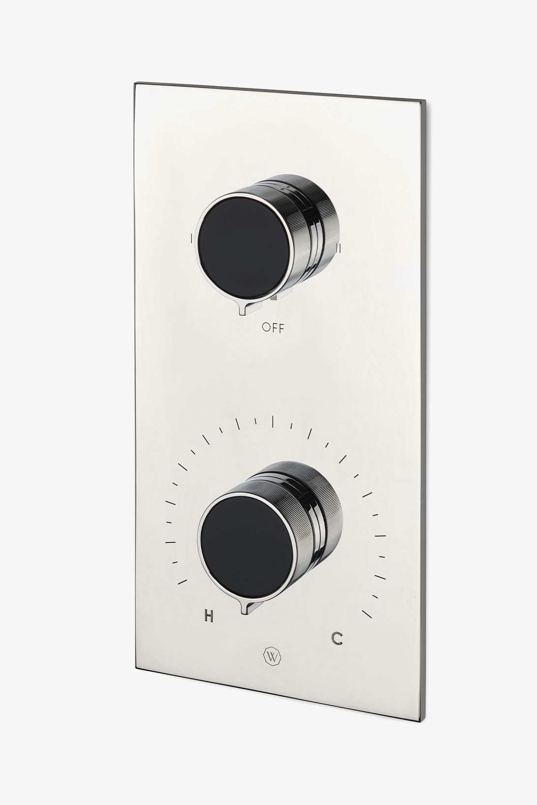 Bond Union Series Integrated Thermostatic and Two Way Diverter Trim with Enamel Guilloche Lines Knob Handles