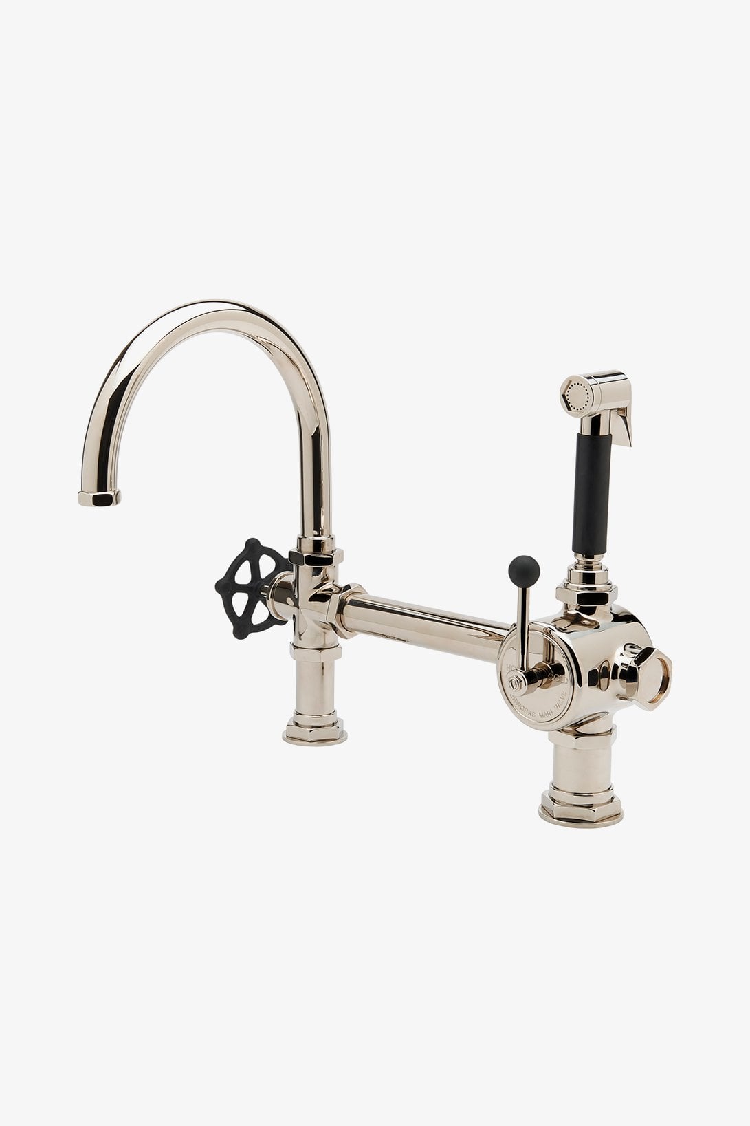 Küchenarmatur mit Schwanenhals, zweifarbigem Drehgriff und Brause