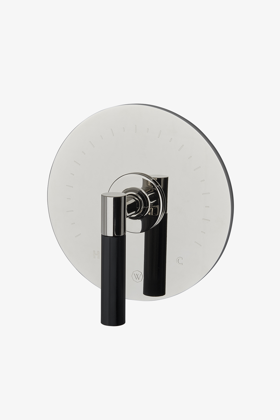 Bond Union Series Round Thermostatic Control Valve Trim with Enamel Guilloche Lines Lever Handle