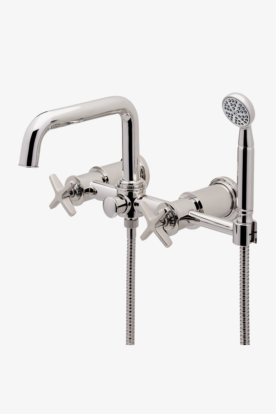 Henry Chronos Wall Mounted Exposed Tub Filler with Handshower and Cross Handles