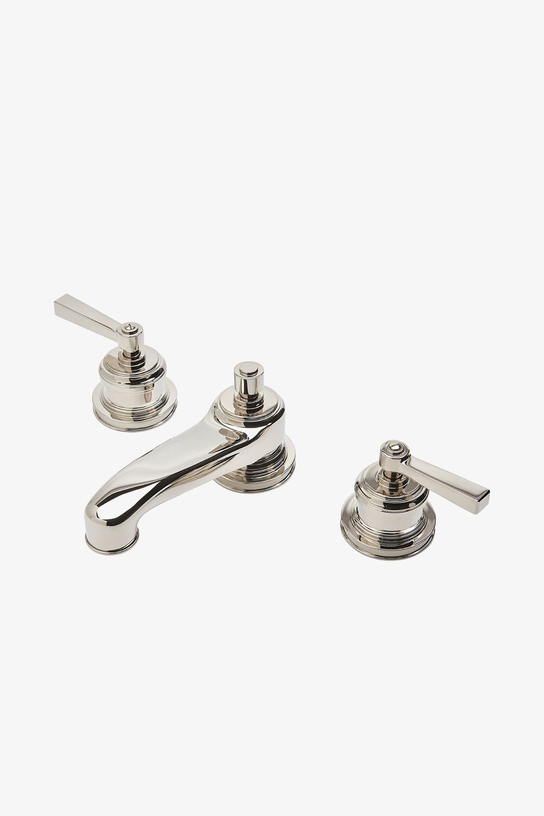 Aero Low Profile Three Hole Deck Mounted Lavatory Faucet with Metal Lever Handles