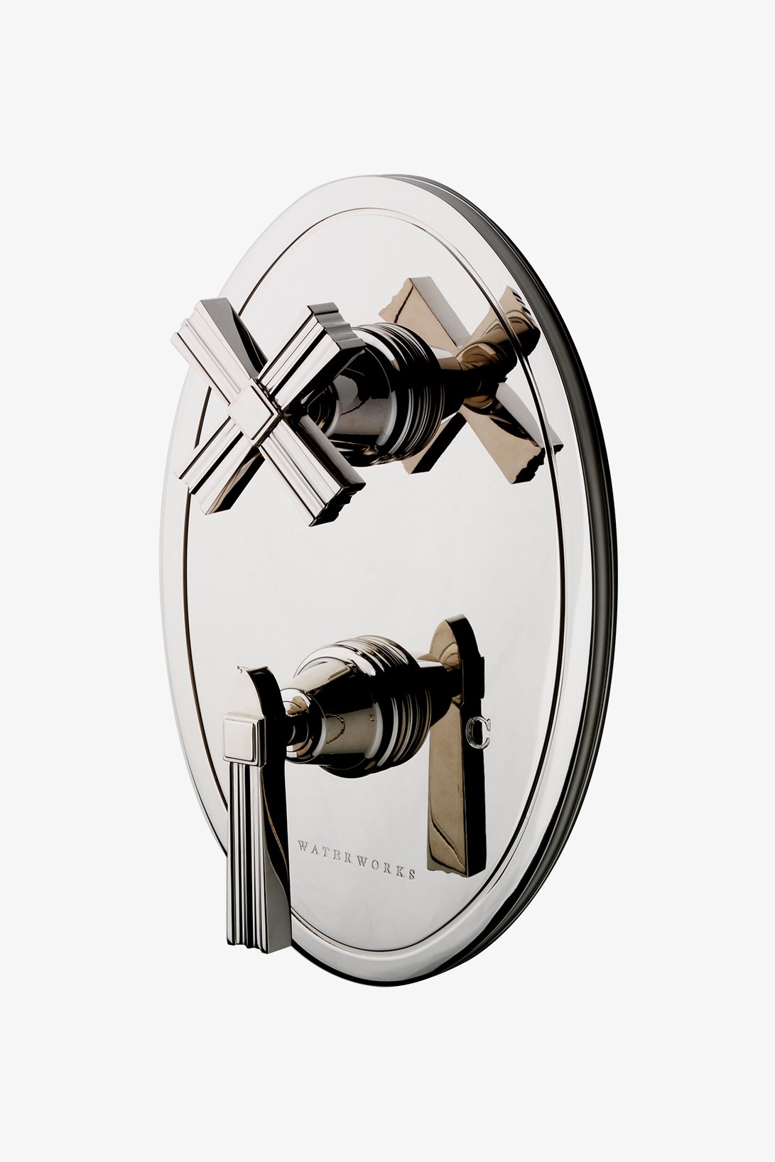 Boulevard Metal Lever Handle Thermostatic with Metal Cross Handle Shutoff Trim