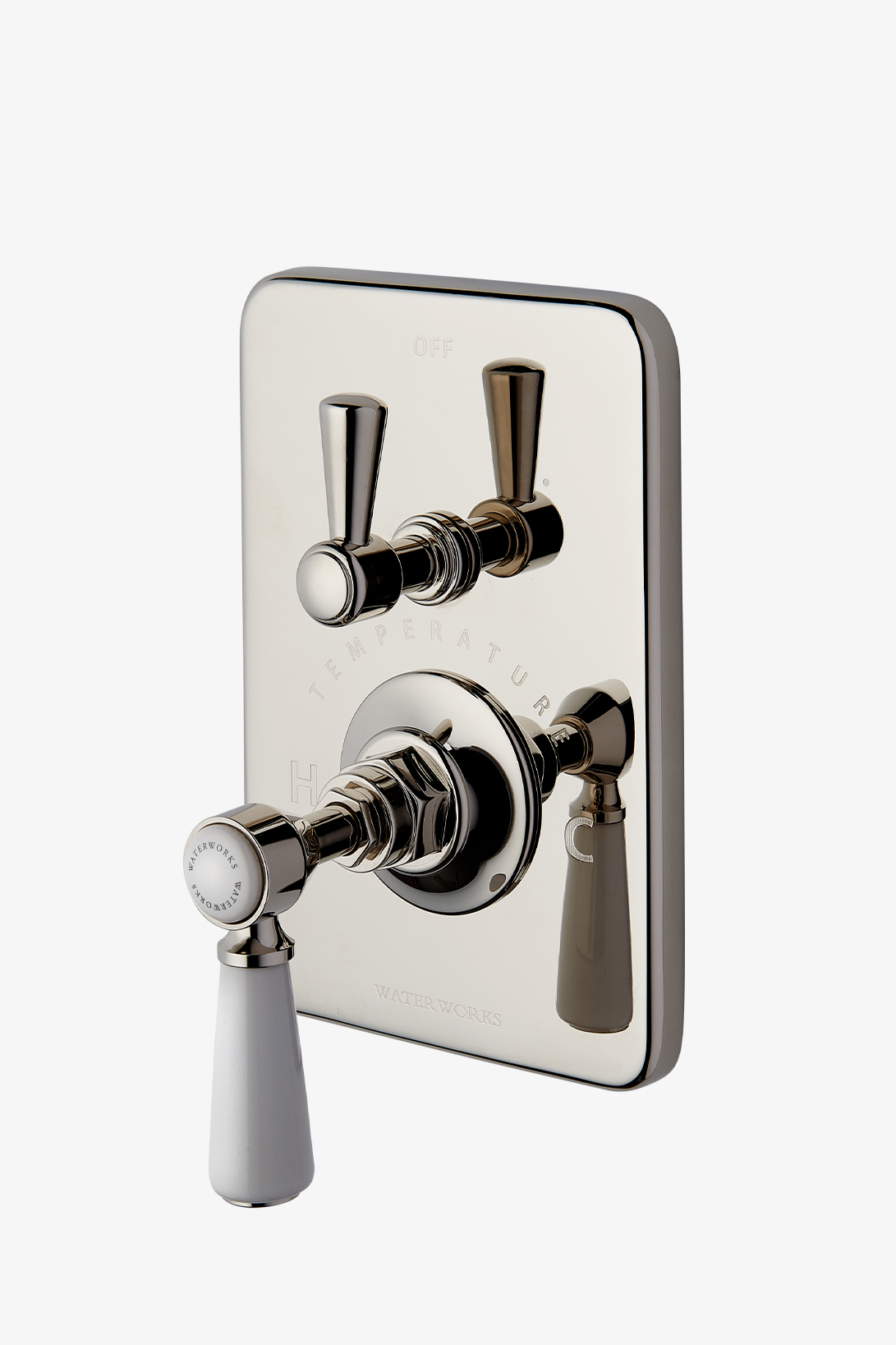 Highgate Integrated Thermostatic and Diverter Trim with Porcelain Lever Handle