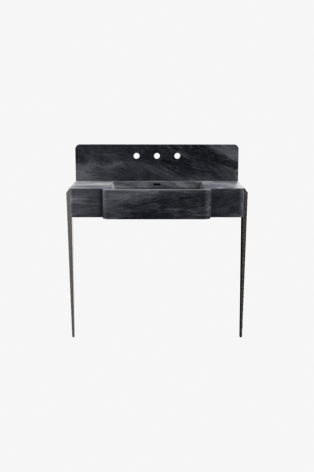 Gio Triangle two legs in Bronze with 36" Marbella WALL Mounted Lavatory Sink with Backsplash