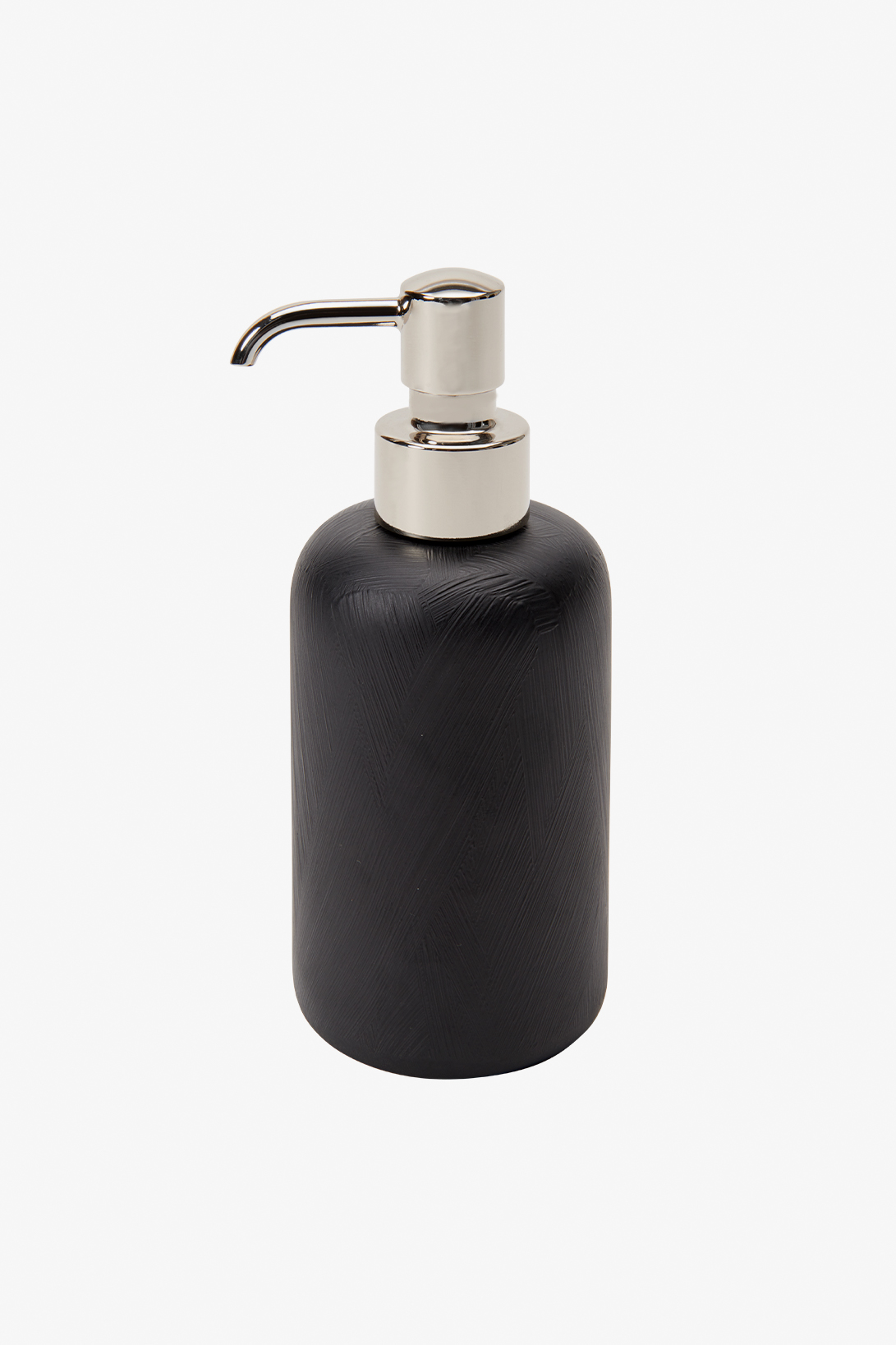 Tela Soap Dispenser in Black with Nickel Pump