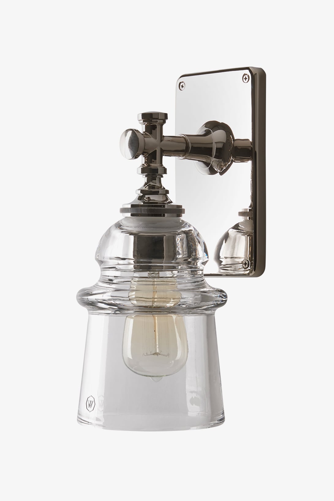 Watt Wall Mounted Single Arm Sconce with Plain Glass Shade