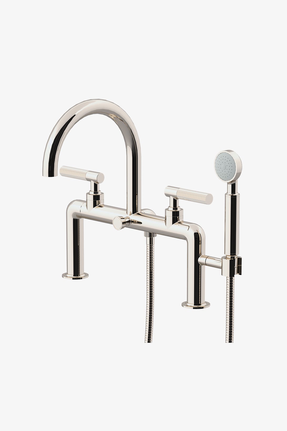 Bond Tandem Series Deck Mounted Exposed Tub Filler with Handshower and Guilloche Lines Lever Handles