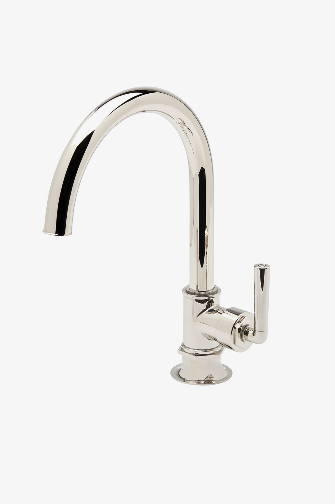 Henry One Hole Gooseneck Kitchen Faucet, Metal Lever Handle