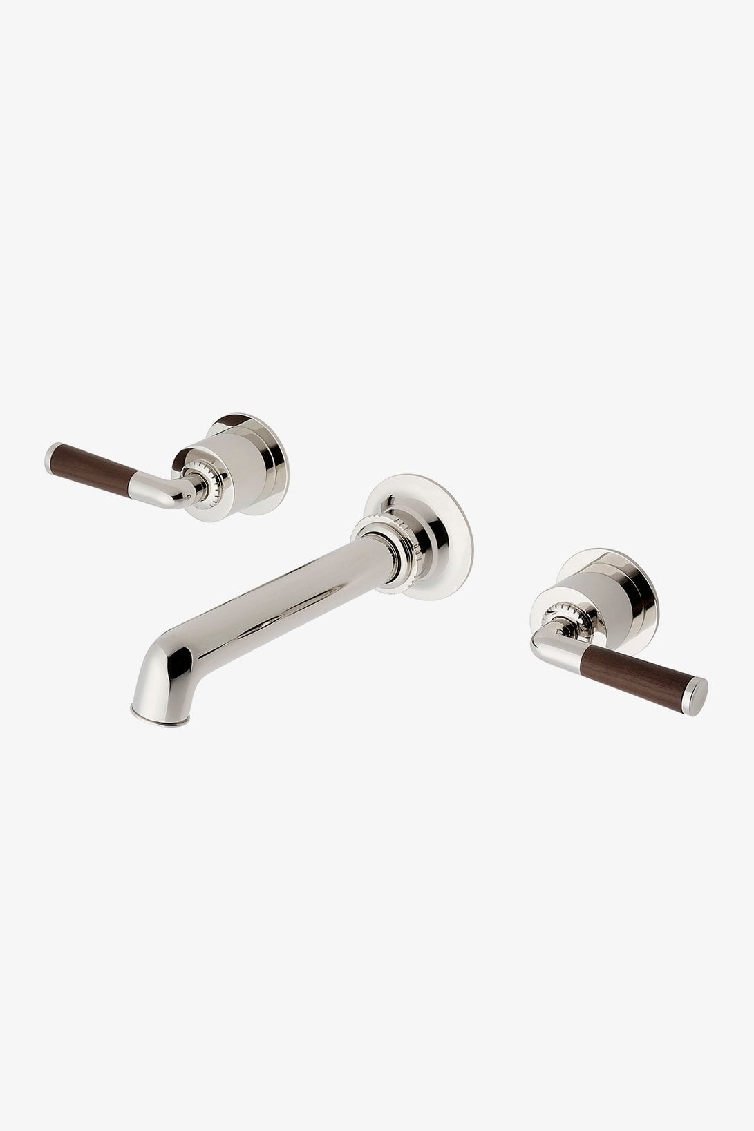Henry Chronos Wandwaschtischarmatur mit Hebelgriffen aus Walnussholz
