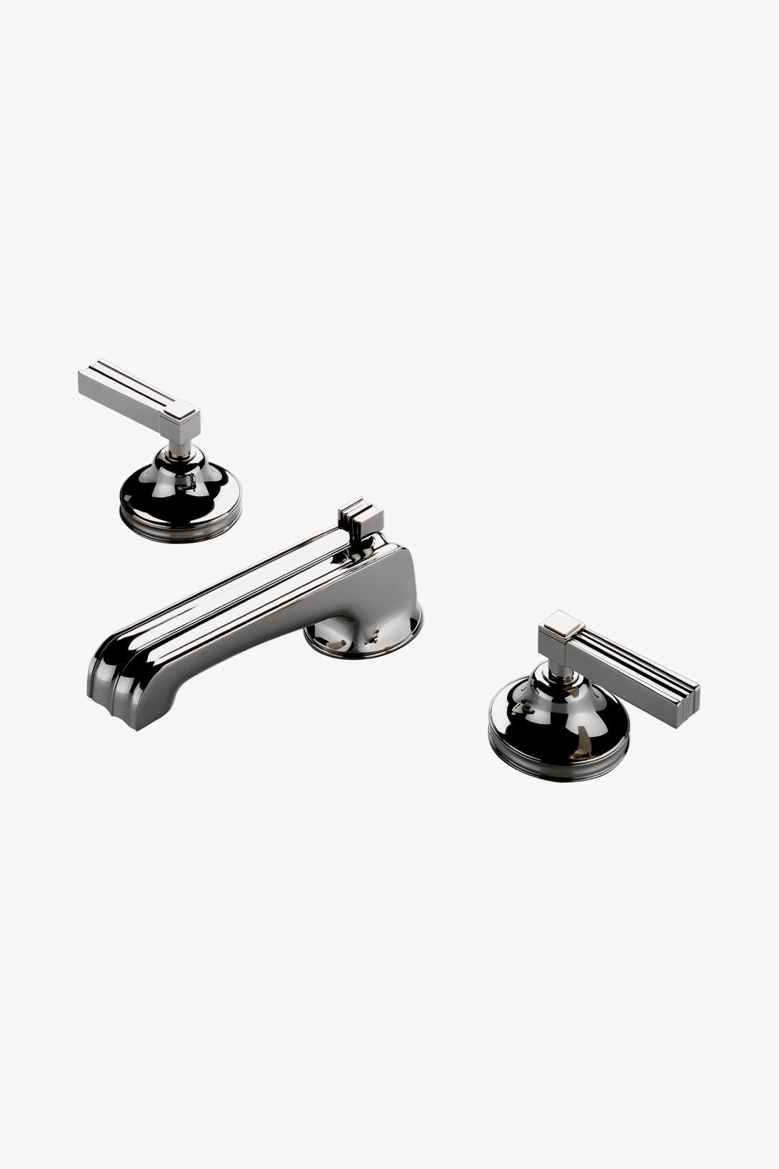 Boulevard Low Profile Three Hole Deck Mounted Lavatory Faucet with Metal Lever Handles