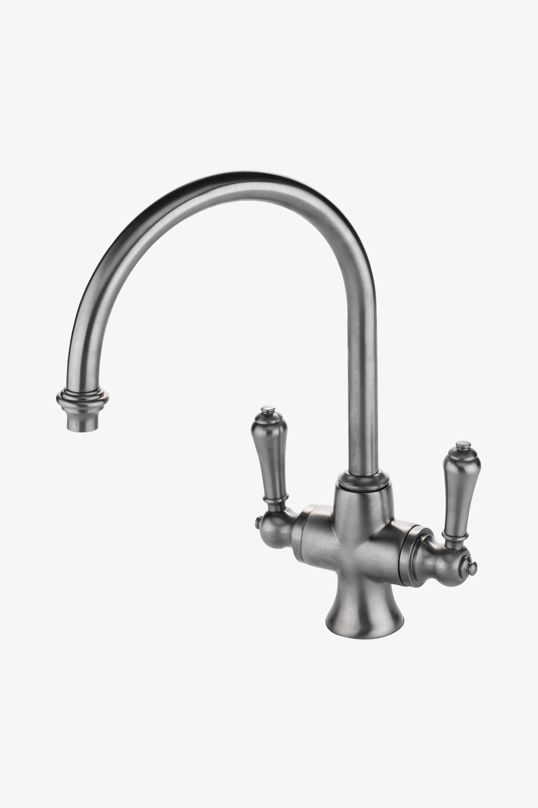 Calais One Hole Gooseneck Kitchen Faucet, Metal Lever Handles