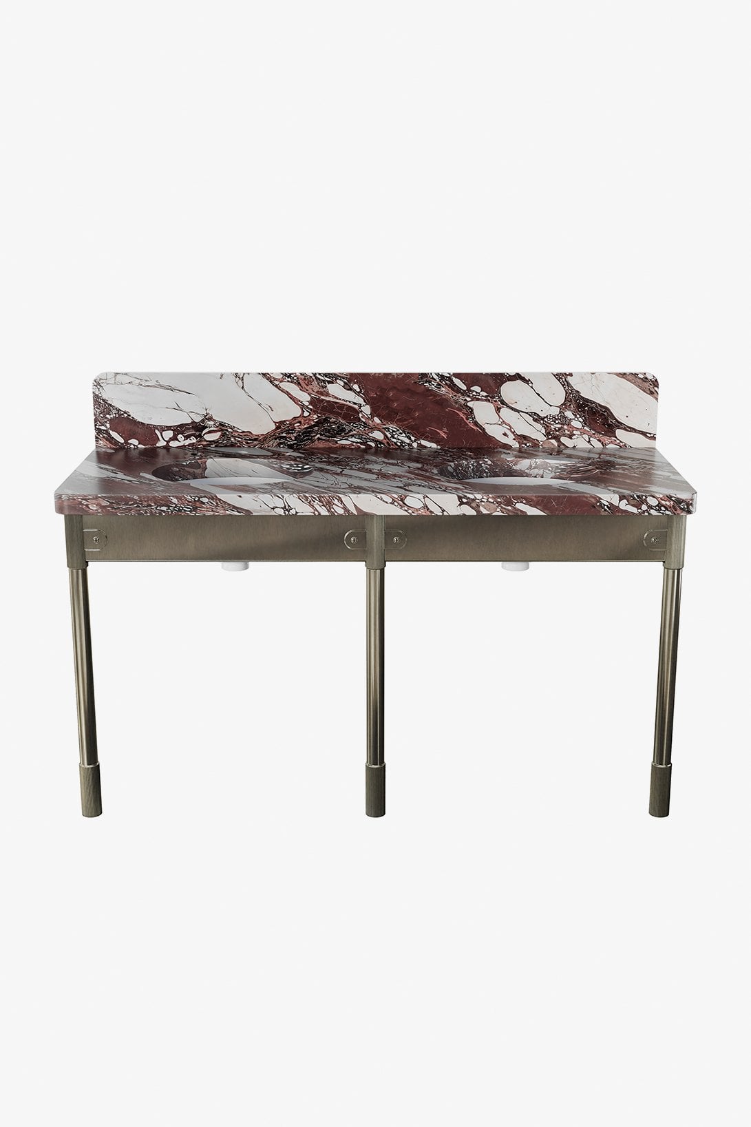 Wright Single Knurled-Metal Apron three Legs with MRLVCU Sink and 60" 5CM Plain Radius and Backsplash