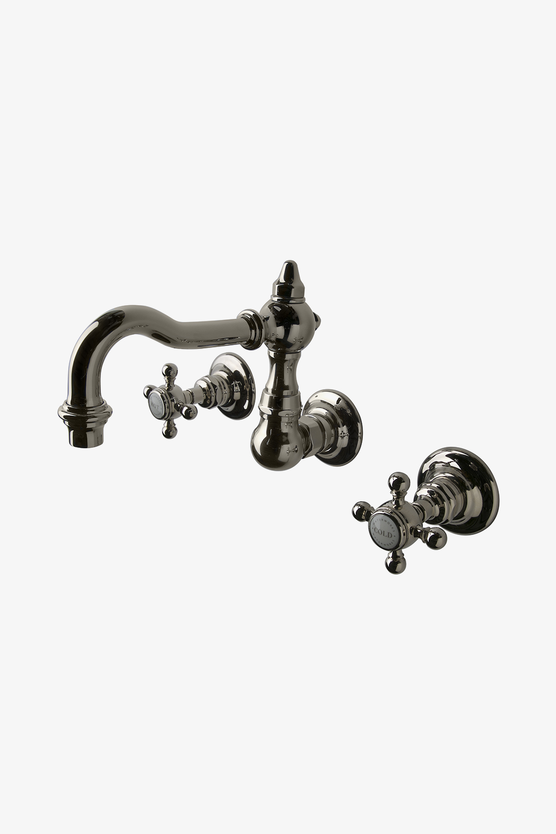 Julia High Profile Three Hole Wall Mounted Lavatory Faucet with Metal Cross Handles