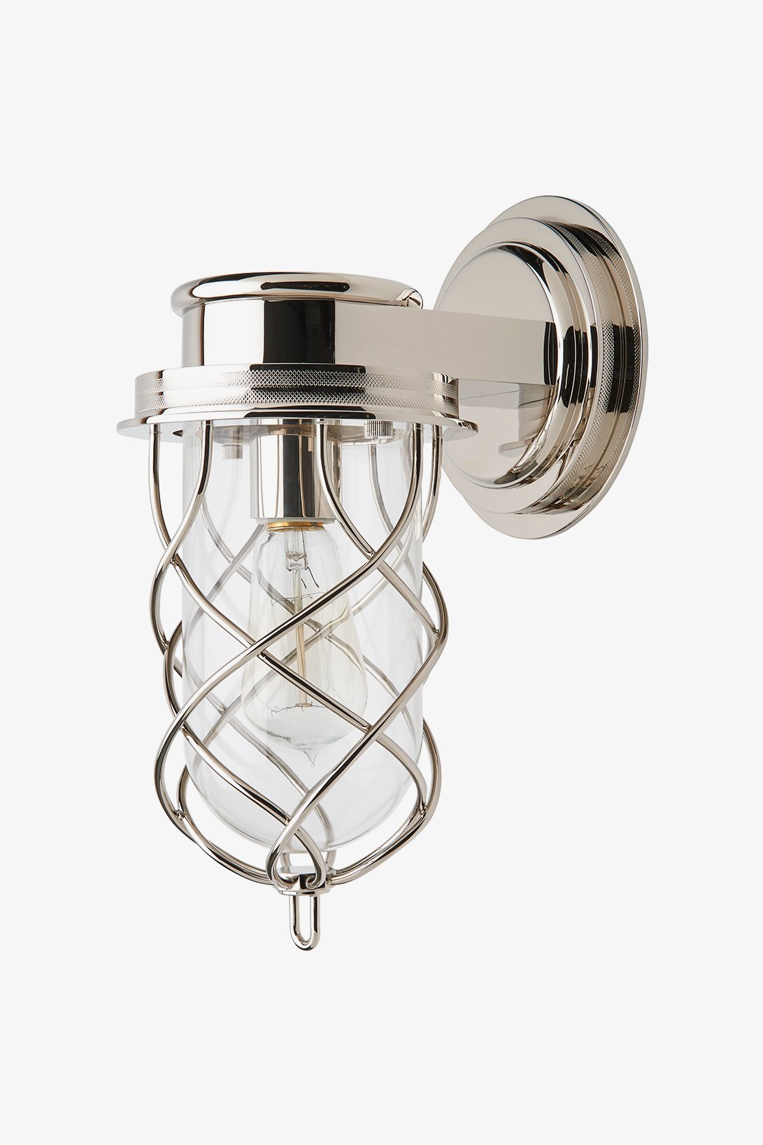 Compass Wall Mounted Single Arm Sconce with Glass Shade