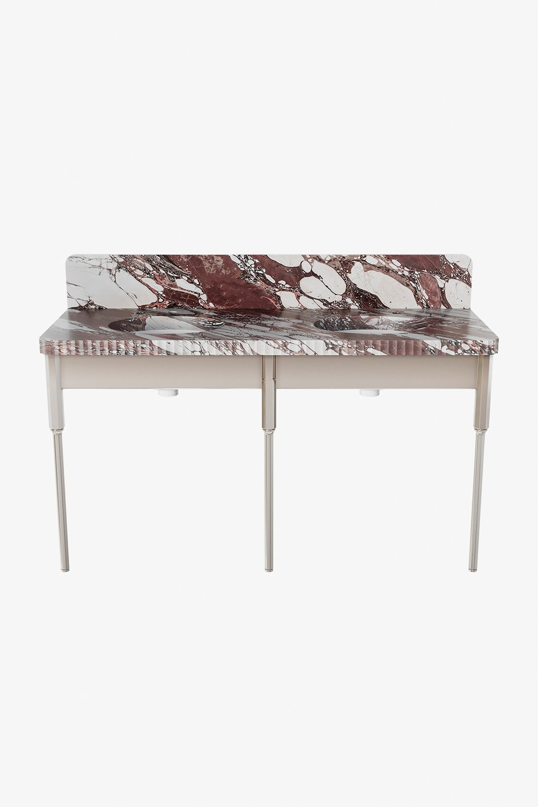 Astral Metal Apron three legs with MRLVCU Sink and 60" 5CM Slab with Fluted Slab and Smooth Backsplash