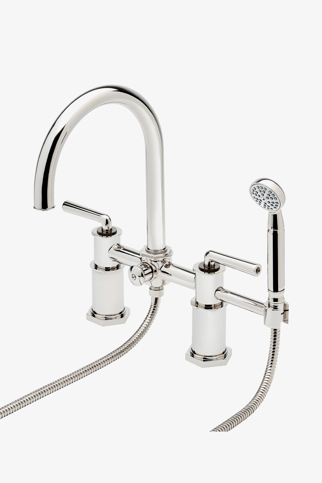 Henry Deck Mounted Exposed Tub Filler with Handshower and Two-Tone Lever Handles