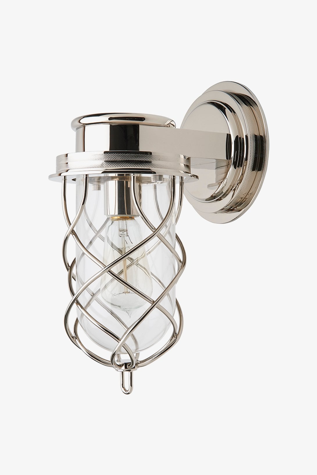 Compass Wall Mounted Single Arm Sconce with Glass Shade